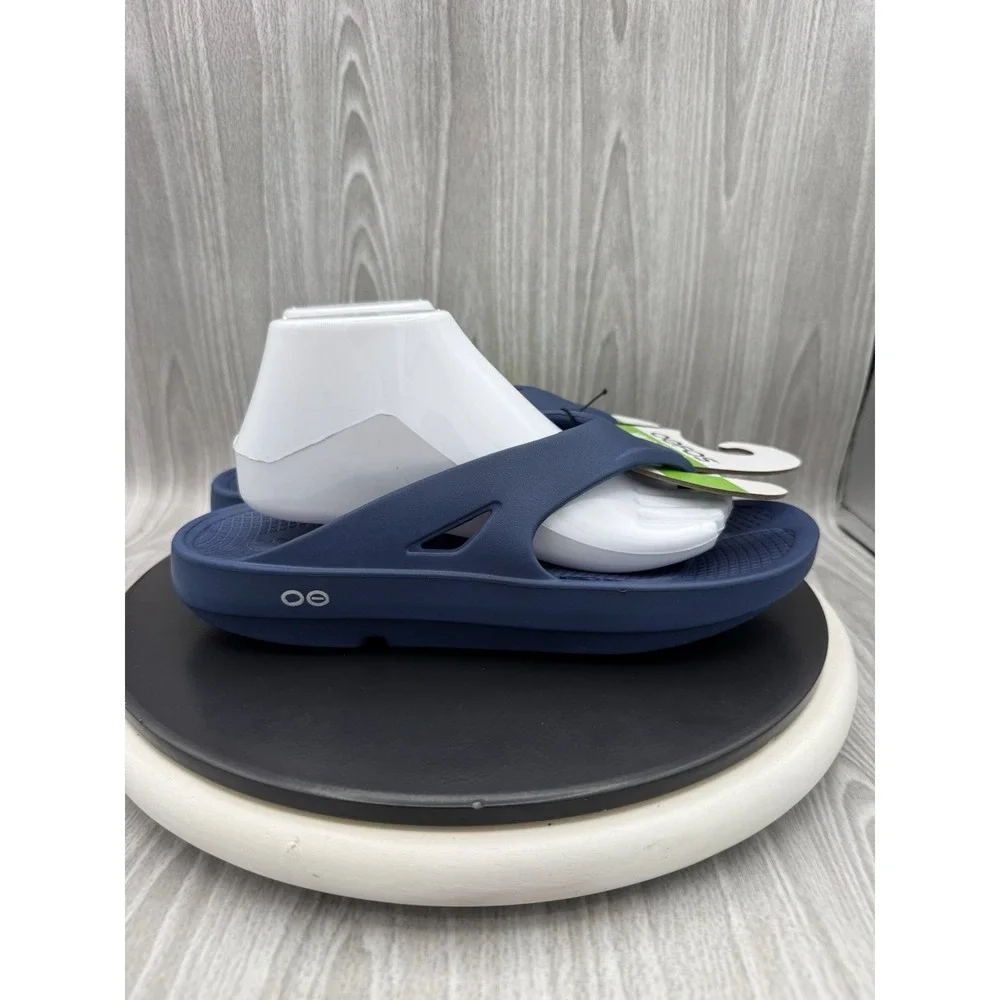 Oofos Ooriginal Mens Size 8 Womens 10 Navy Blue Recovery Sandals Flip Flops NEW